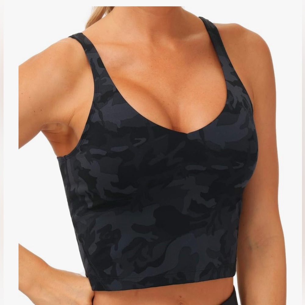 Sleek Black Camouflage Sports Bra